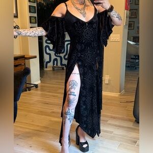 Killstar Black Asymmetrical Dress with Celestial Design